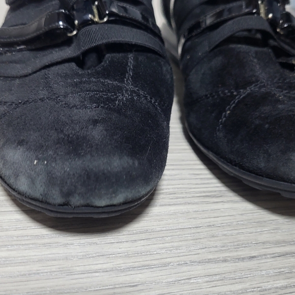 Stuart Weitzman Designer Black Suede Easy Straps Sneakers Women's Sz 8 Shoes - Picture 2 of 10